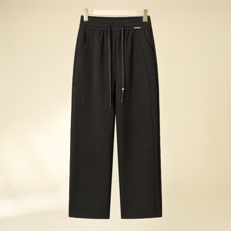 Wide-leg Trousers for Women — Beige, Dark Grey, Black, Elastic Waist, Pockets - image 6