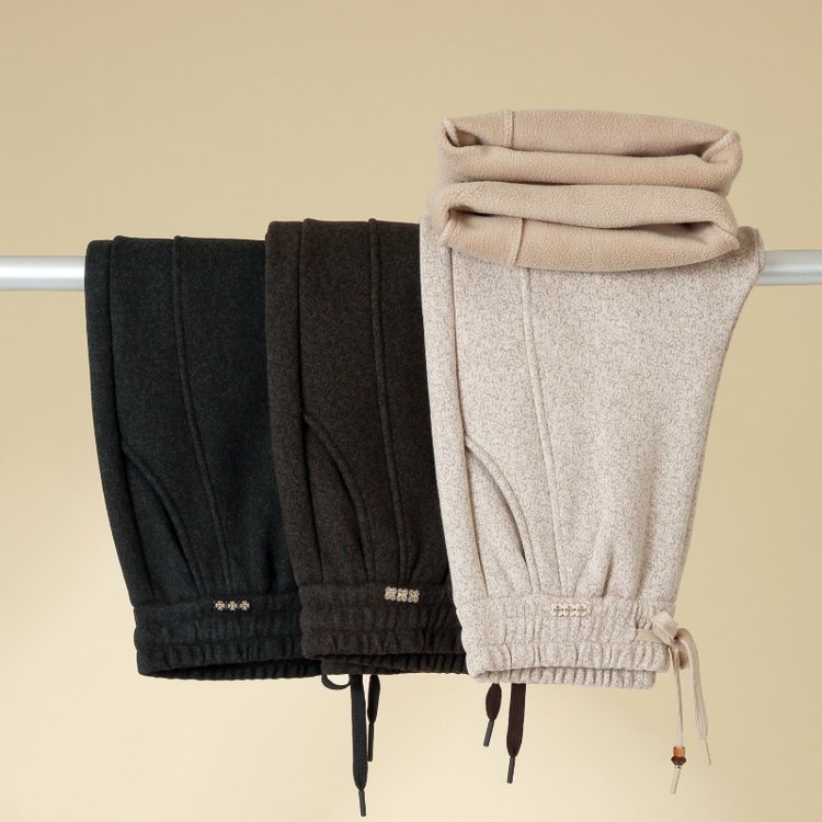 Wide-leg Trousers for Women — Beige, Dark Grey, Black, Elastic Waist, Pockets - image 7