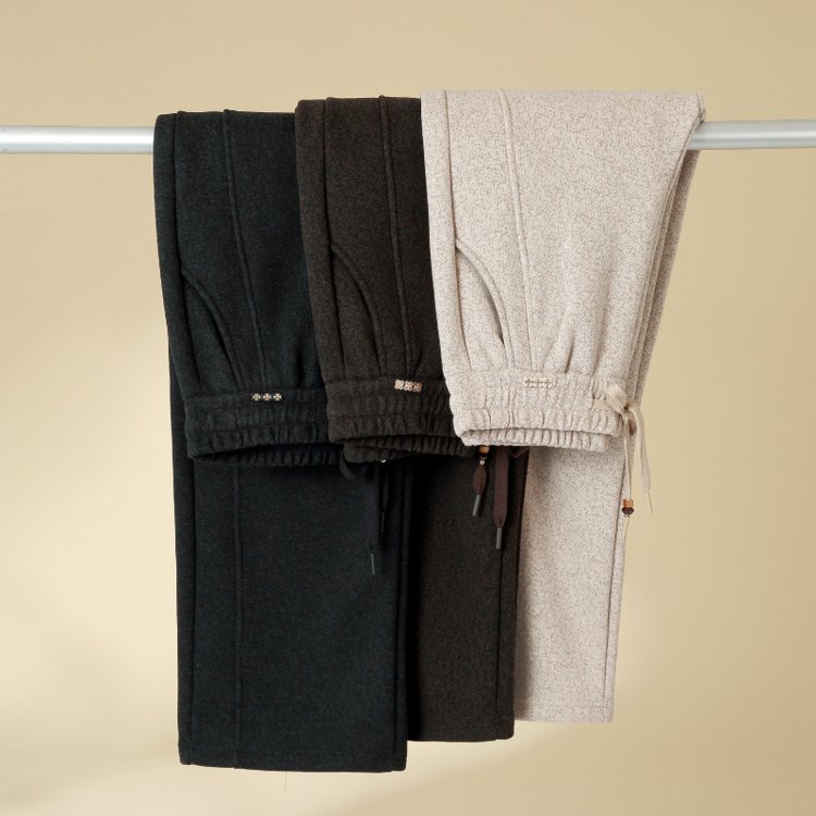 Wide-leg Trousers for Women — Beige, Dark Grey, Black, Elastic Waist, Pockets - image 8