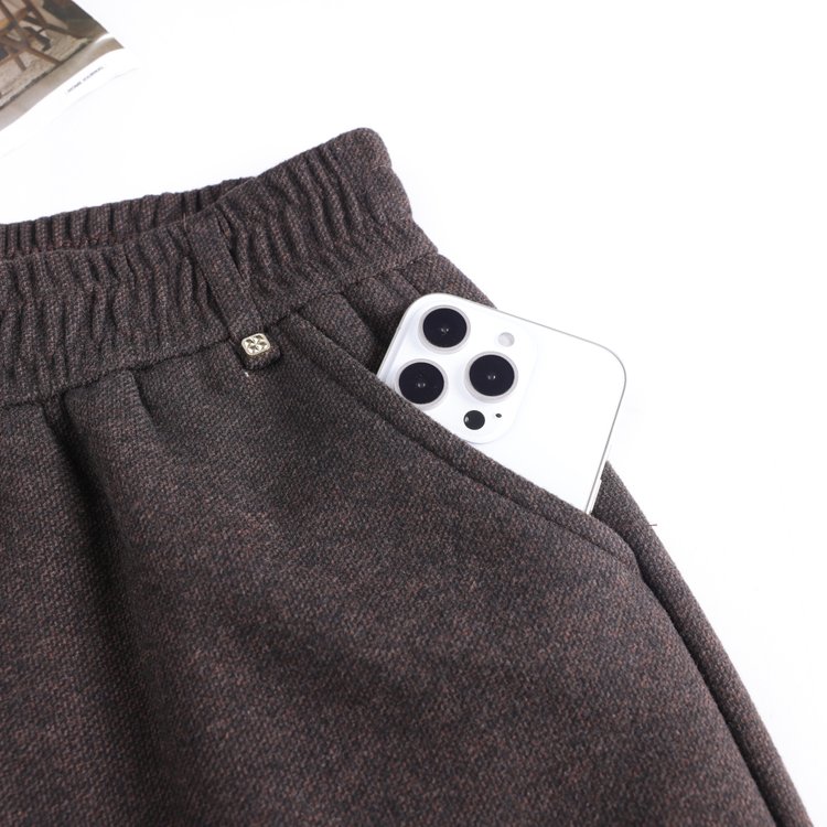 Wide-leg Trousers for Women — Dark Gray, Elastic Waist, Straight Cut - image 3