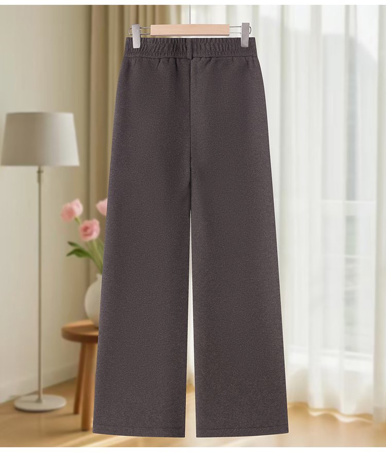 Wide-leg Trousers for Women — Dark Gray, Elastic Waist, Straight Cut - image 6