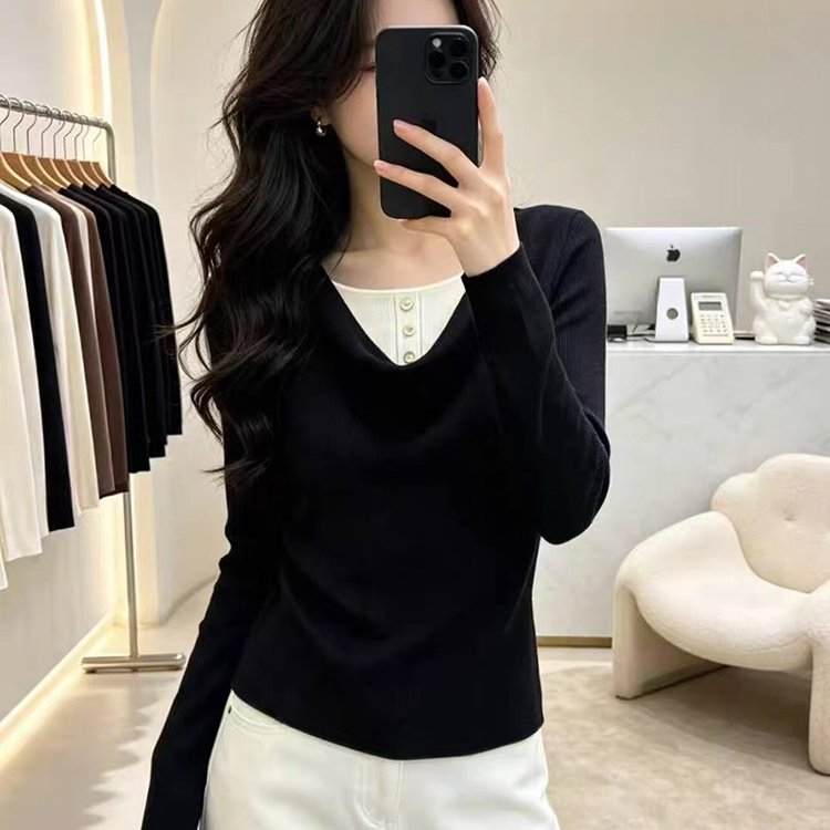 Women's Knit Sweater — Long Sleeve, V-Neck, Layered Design - image 4