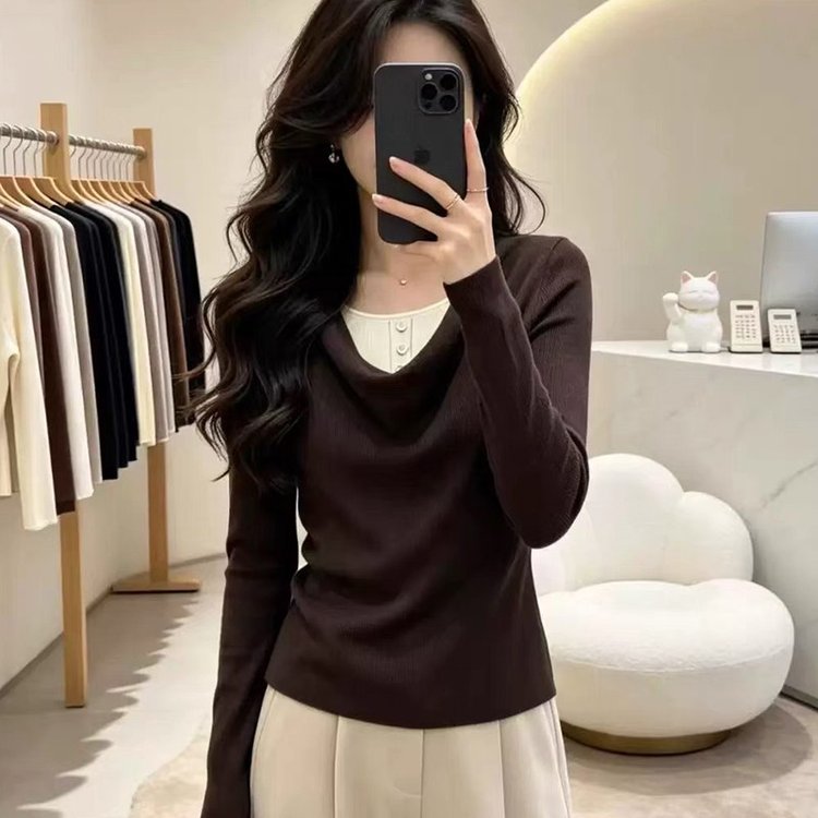 Women's Knit Sweater — Long Sleeve, V-Neck, Layered Design - image 5