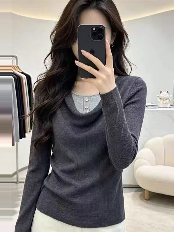 Women's Knit Sweater — Long Sleeve, V-Neck, Layered Design - image 6