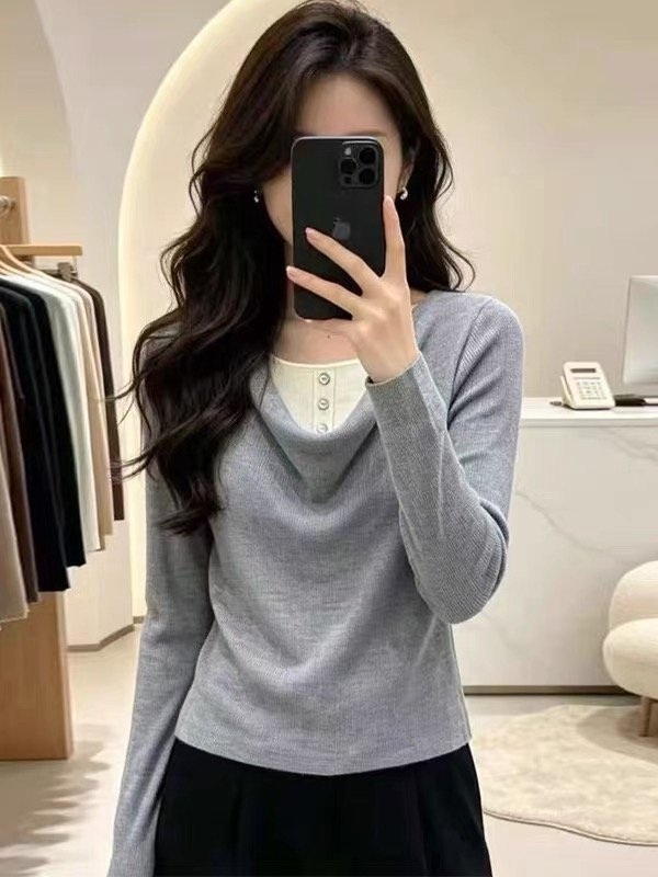 Women's Knit Sweater — Long Sleeve, V-Neck, Layered Design - image 7