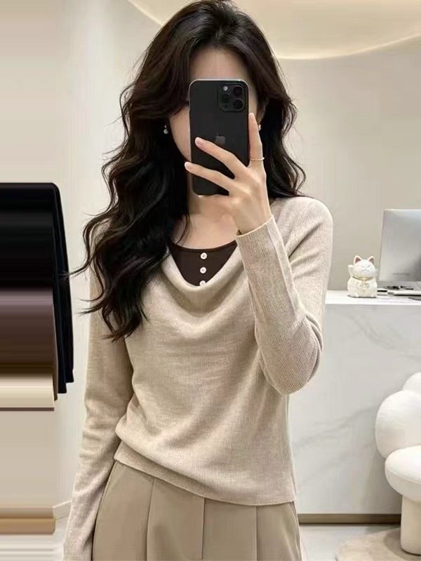 Women's Knit Sweater — Long Sleeve, V-Neck, Layered Design - image 8