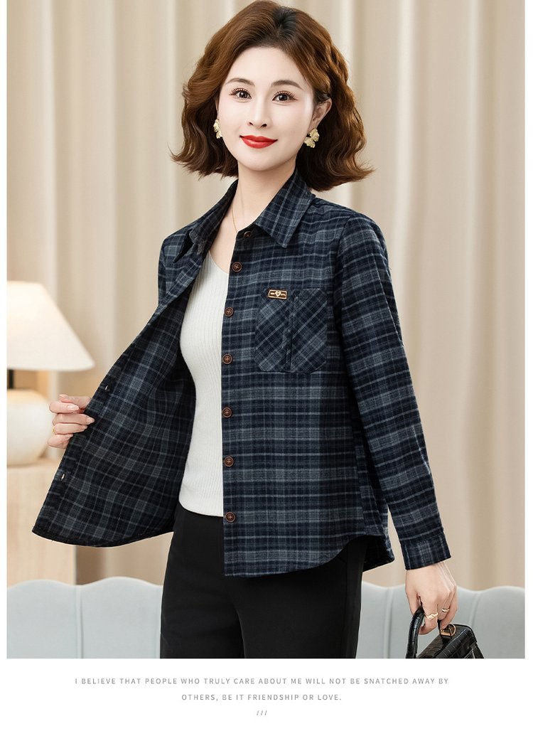 Plaid Shirt for Women — Navy/beige, Burgundy/beige, Chest Pocket - image 8