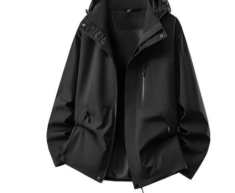 Hooded Windbreaker for Women — Light Gray, Front Zip, Large Pockets - image 2