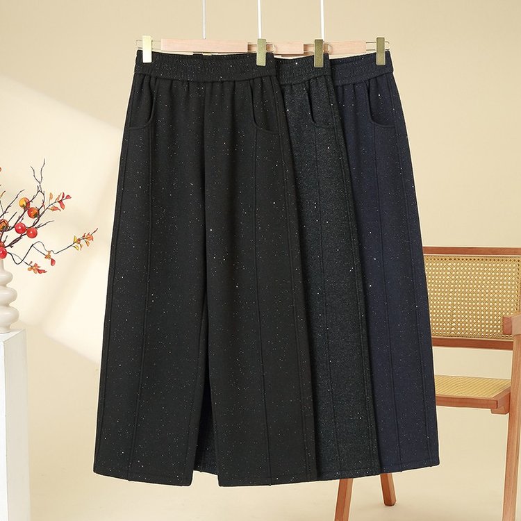 Wide-leg Trousers for Women — Black, Speckled, Elastic Waist - image 4