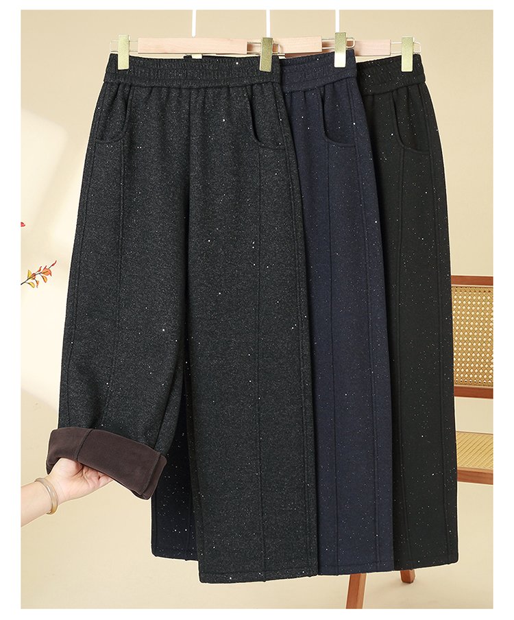 Wide-leg Trousers for Women — Black, Speckled, Elastic Waist - image 5