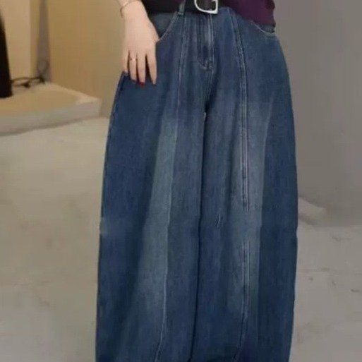 Women's Wide Leg Jeans — High Waist, Oversized Fit, Vintage Wash - image 1