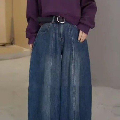 Women's Wide Leg Jeans — High Waist, Oversized Fit, Vintage Wash - image 2