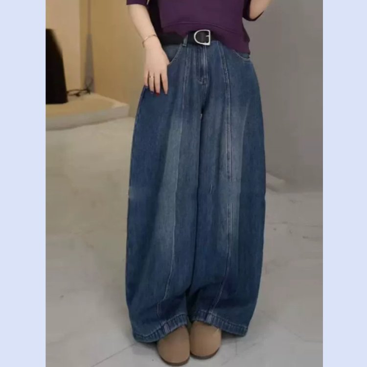 Women's Wide Leg Jeans — High Waist, Oversized Fit, Vintage Wash - image 3