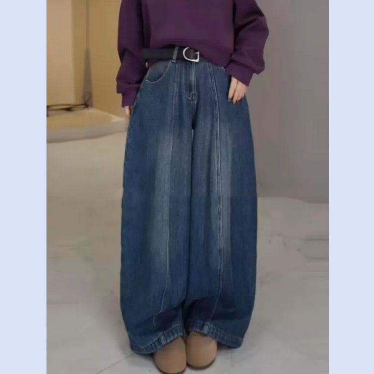 Women's Wide Leg Jeans — High Waist, Oversized Fit, Vintage Wash - image 4