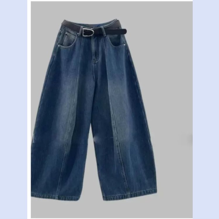 Women's Wide Leg Jeans — High Waist, Oversized Fit, Vintage Wash - image 5