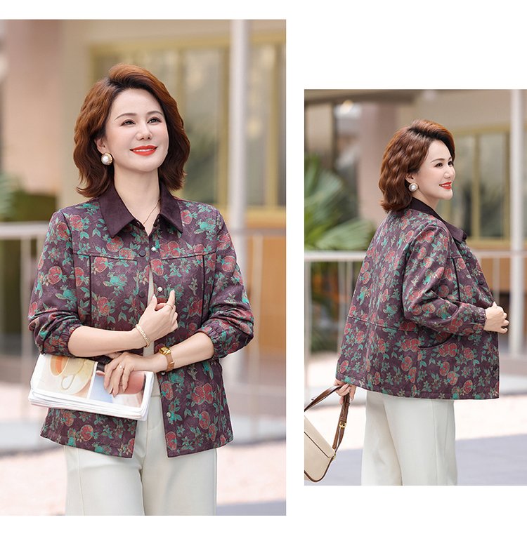 Floral-print Shirt Jacket for Women — Purple, Floral, Button-front - image 5