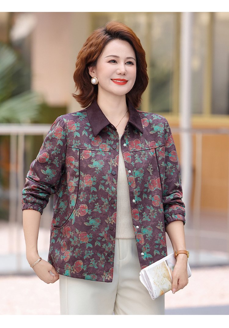 Floral-print Shirt Jacket for Women — Purple, Floral, Button-front - image 6