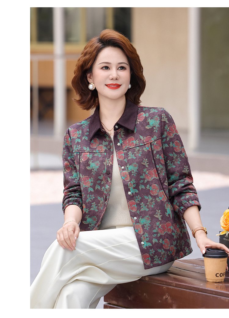 Floral-print Shirt Jacket for Women — Purple, Floral, Button-front - image 8