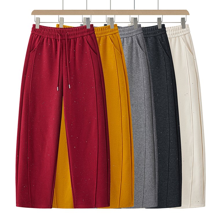 Wide-leg Trousers for Women — Burgundy, Elastic Waist, Drawstring - image 2