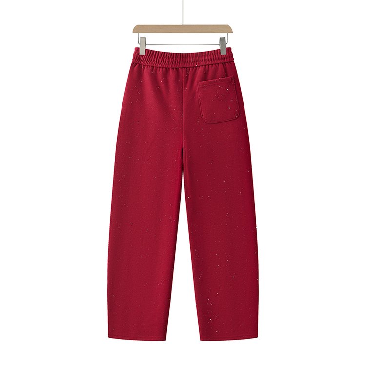 Wide-leg Trousers for Women — Burgundy, Elastic Waist, Drawstring - image 5