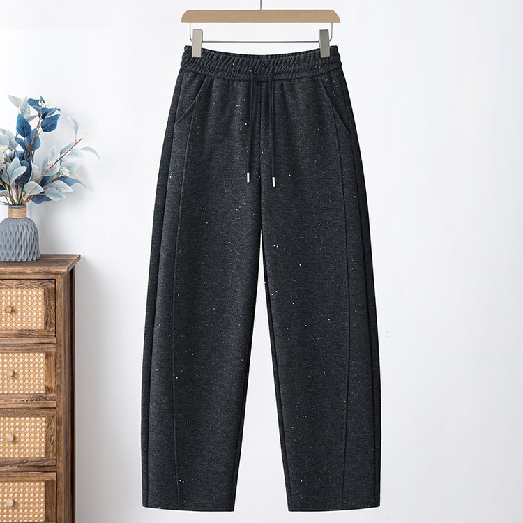 Wide-leg Trousers for Women — Burgundy, Elastic Waist, Drawstring - image 7