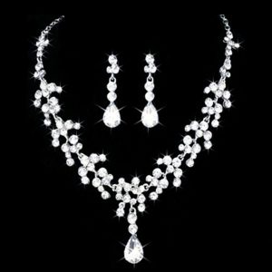 Birthstone Zircon Necklace Earrings Set Stainless Steel