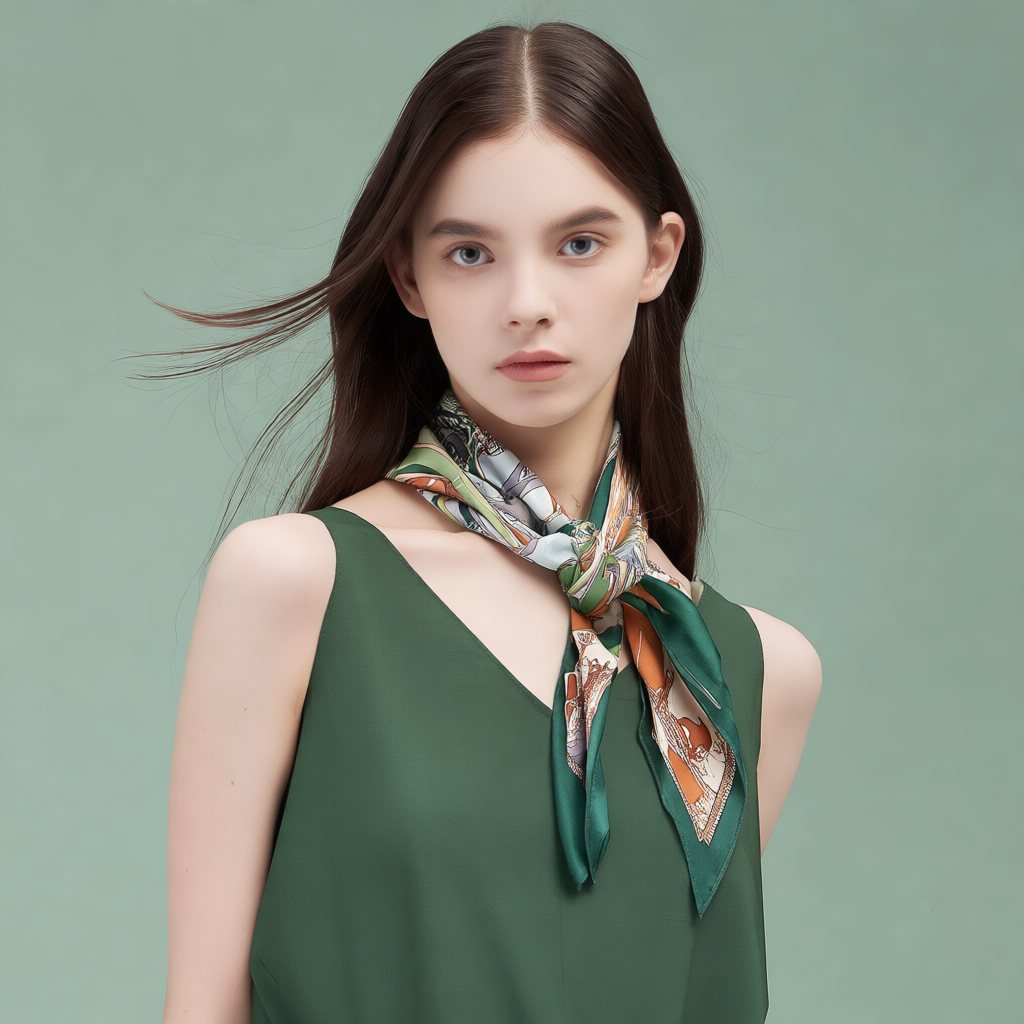 Elegant Satin Silk Scarf – 70cm Paisley Print Square