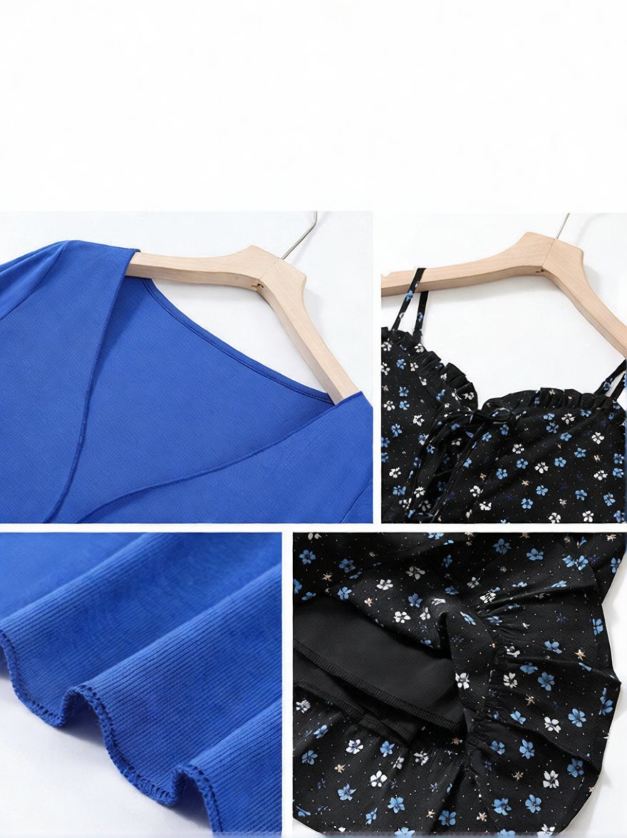 Women’s Leaf Print Camisole Dress & Cardigan Set