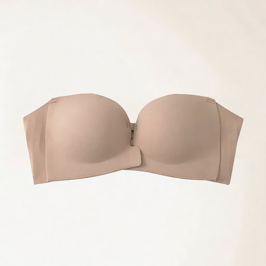 Womens Strapless Front Closure Bra Push Up Lift Bra Padded Add Cup