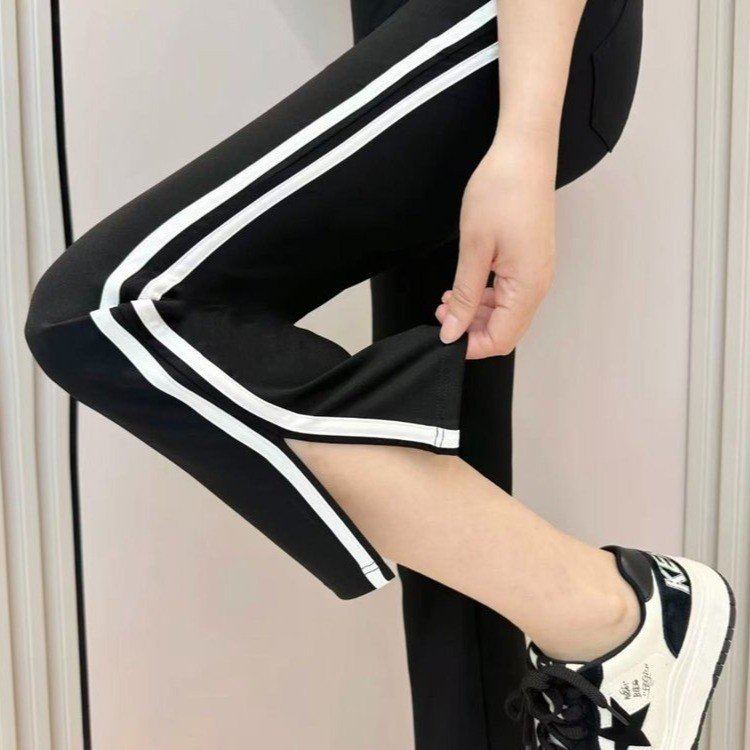 Women's Flared Pants — side stripes, high waist, stretchy fabric - image 4