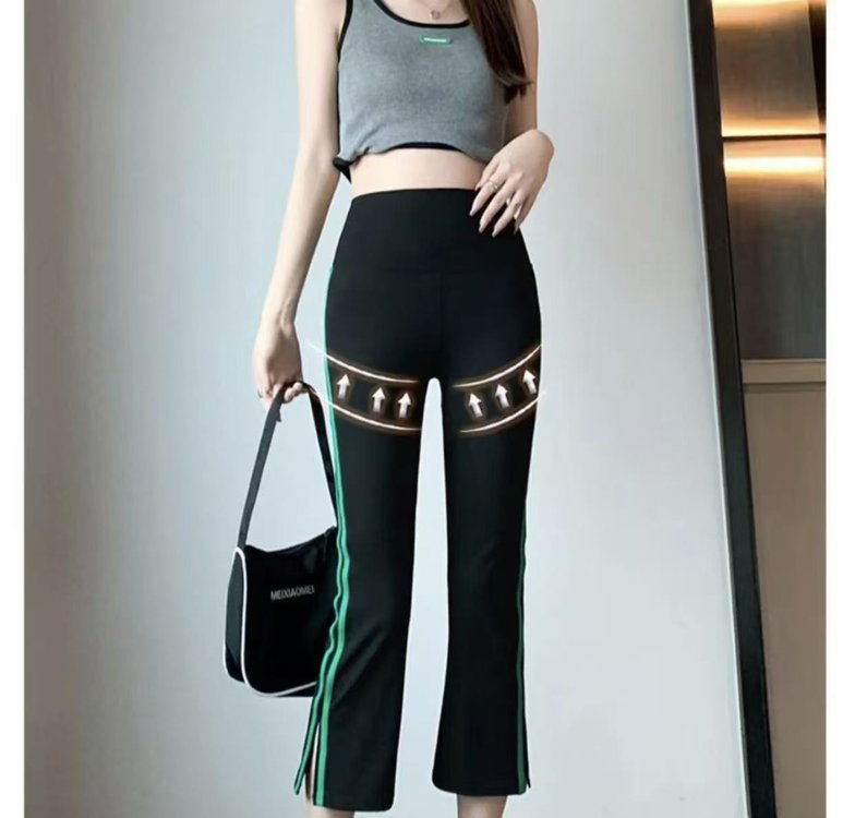Women's Flared Pants — side stripes, high waist, stretchy fabric - image 7