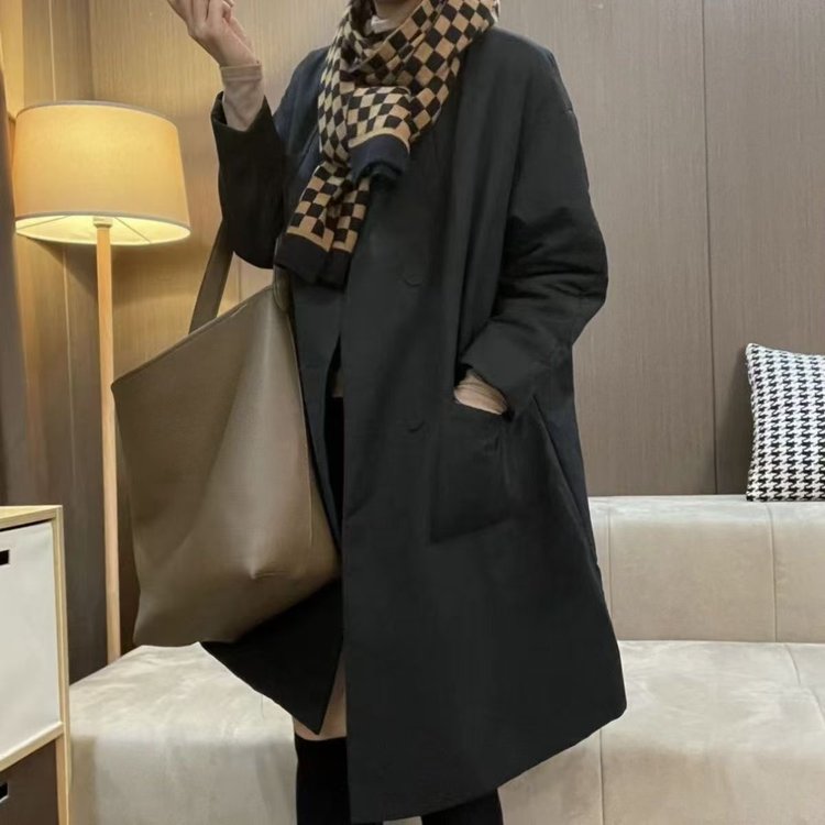 Women's Beige Long Coat — oversized fit, double-breasted, large pockets - image 4