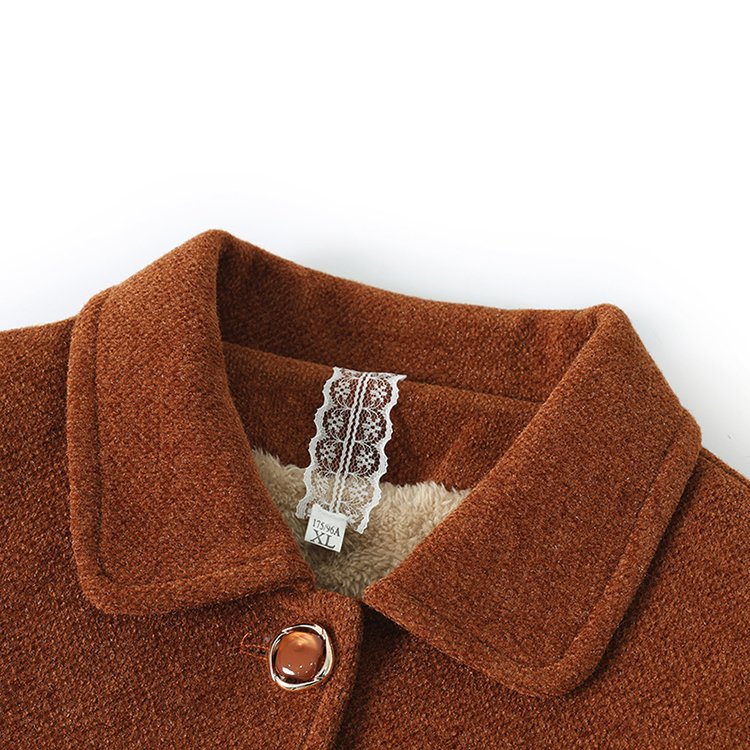 Woolen Coat for Women — Burgundy, Notched Collar, Front Zipper Pocket - image 6