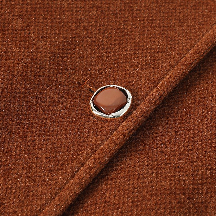 Woolen Coat for Women — Burgundy, Notched Collar, Front Zipper Pocket - image 7