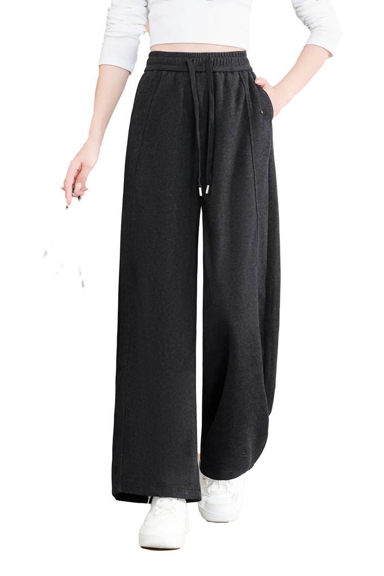Wide-leg Trousers for Women — Dark Brown, Camel, Drawstring Waist - image 6
