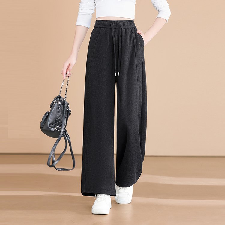 Wide-leg Trousers for Women — Dark Brown, Camel, Drawstring Waist - image 7