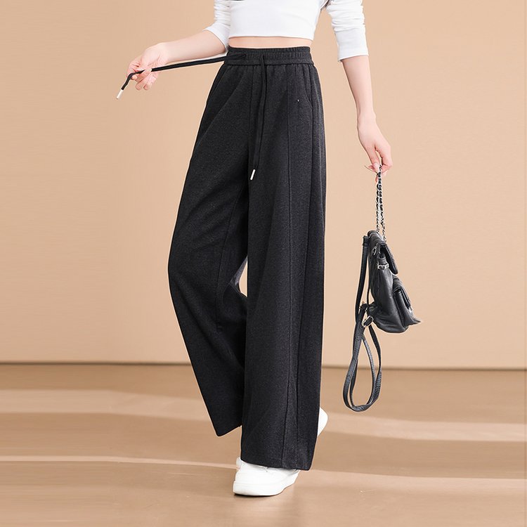 Wide-leg Trousers for Women — Dark Brown, Camel, Drawstring Waist - image 8