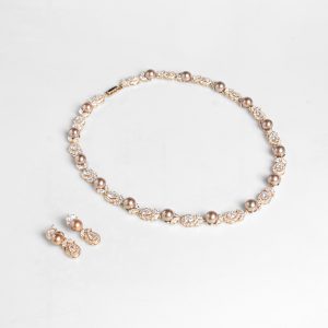 Chic Pearl Necklace Earrings Set Wedding Bridal Jewelry