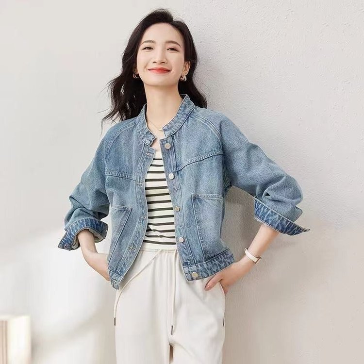 Denim Jacket for Women — Light Blue, Classic Collar, Front Pockets - image 1