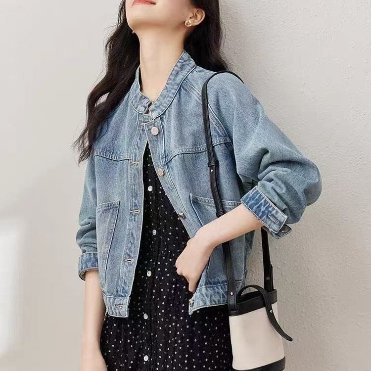 Denim Jacket for Women — Light Blue, Classic Collar, Front Pockets - image 3