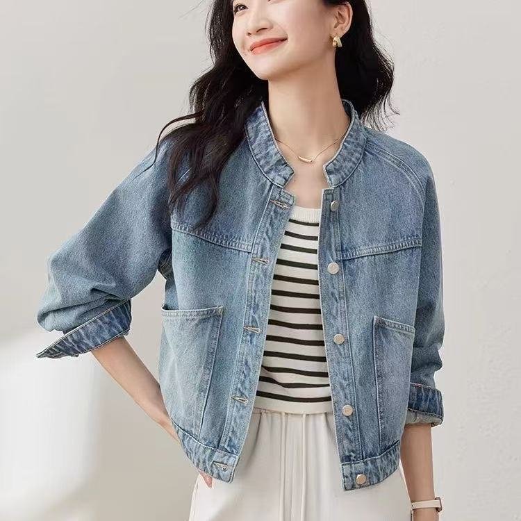 Denim Jacket for Women — Light Blue, Classic Collar, Front Pockets - image 8