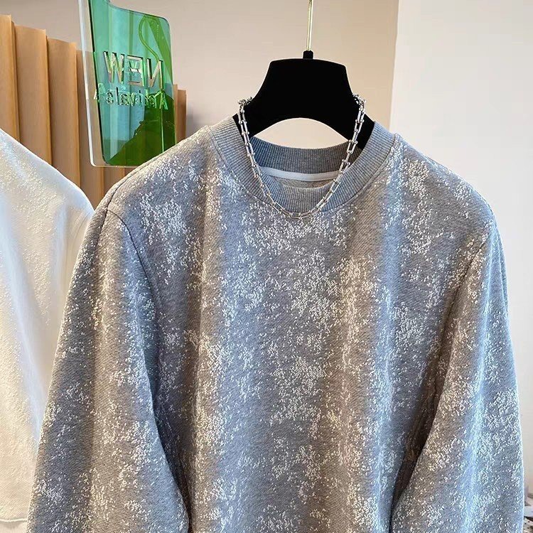 Sweatshirt for Women — Light Blue, Mottled Texture, Oversized Fit - image 2