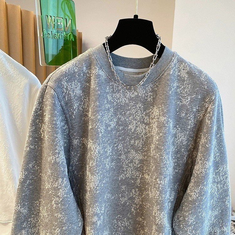 Sweatshirt for Women — Light Blue, Mottled Texture, Oversized Fit - image 3