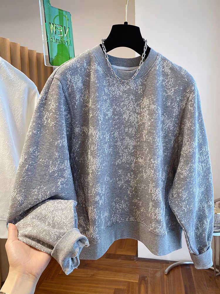 Sweatshirt for Women — Light Blue, Mottled Texture, Oversized Fit - image 6
