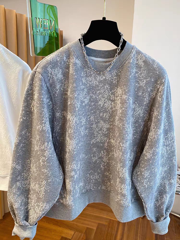 Sweatshirt for Women — Light Blue, Mottled Texture, Oversized Fit - image 7