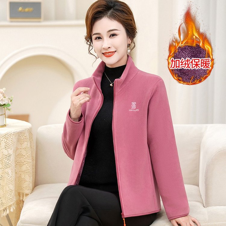 Women's Fleece Jacket —加绒保暖, zip-up, cozy fit - image 3